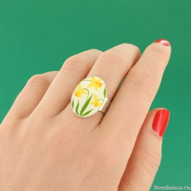 Кольцо TARATATA, Jonquille, разъемное, с узорами и цветной смолой, TT-W24-01401-10Y желтый