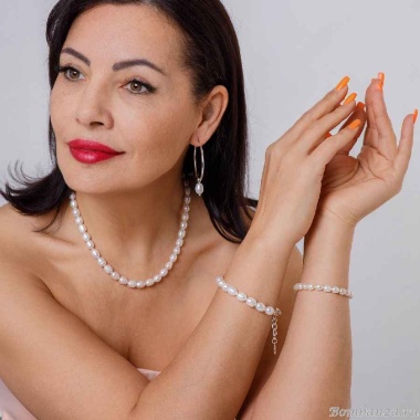 Браслет Fiore Luna, String of Pearls Сarabiner, CL4520 S Браслет Fiore Luna, String of Pearls Сarabiner, CL4520 S
