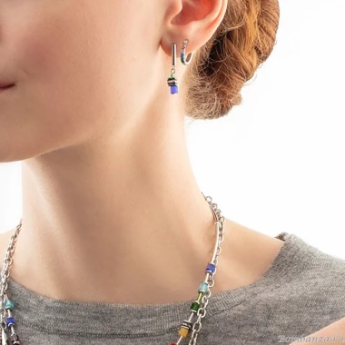 Серьги Coeur de Lion, Hoop Multicolour Silver 15мм, 0146/23-1517 Серьги Coeur de Lion, Hoop Multicolour Silver 15мм, 0146/23-1517