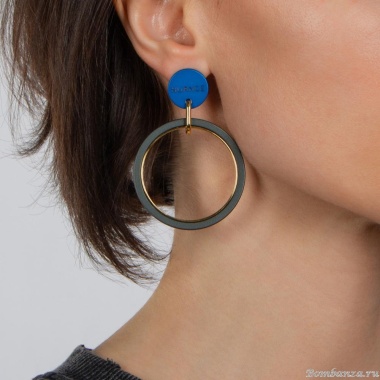 Серьги Nuance, Nuance, асимметричные, с кольцами, NFN-23.12-094 синий