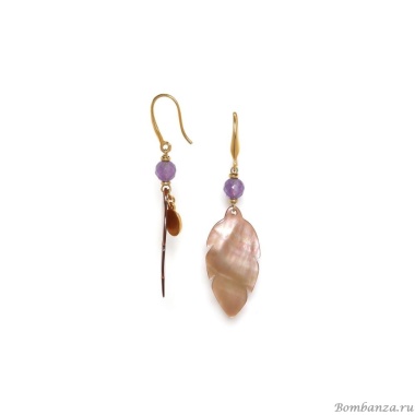 Серьги Nature Bijoux, Euphoria, с перламутром и аметистом, NB24.1-12-79145 бежевый Серьги Nature Bijoux, Euphoria, с перламутром и аметистом, NB24.1-12-79145 бежевый