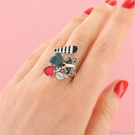 Кольцо TARATATA, Raton lover, цветная смола, бусины, слюдяная пудра, TT-T25-03402-104 серый