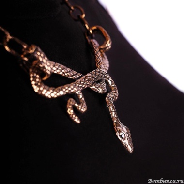 Колье Alcozer&J, змея с изумрудом, AL2411-CSERPENTE88 золотистый