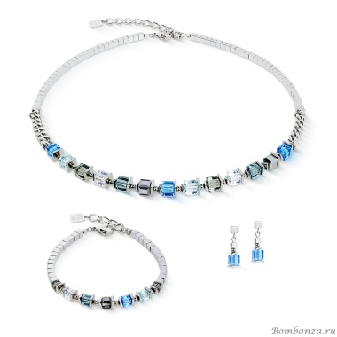 Колье Coeur de Lion, Blue-Silver, 2100/10-0717 Колье Coeur de Lion, Blue-Silver, 2100/10-0717