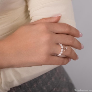 Кольцо Lanzerotti, Gelido, стрейч, с жемчугом и цирконием, LZ-25.02-085 белый Кольцо Lanzerotti, Gelido, стрейч, с жемчугом и цирконием, LZ-25.02-085 белый