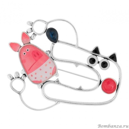 Брошь Taratata, Cochon, с цветной смолой, TT-T21-02202-105 (розовый)