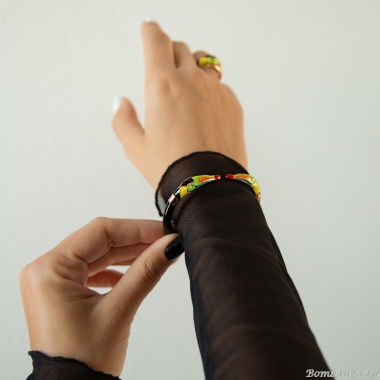 Браслет Polina Firenze, кафф, тукан с эмалью и кристаллами, PF25.2-BR4315 золотистый