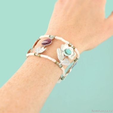 Браслет TARATATA, Opium, стрейч, смола, нефрит, бусины, гематит, TT-H25-11317-10M серебристый Браслет TARATATA, Opium, стрейч, смола, нефрит, бусины, гематит, TT-H25-11317-10M серебристый