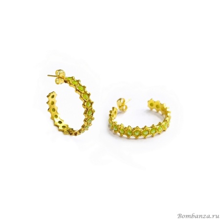 Серьги Catherine Bijoux, Crystal's dance, полукольца, с кристаллами, CB25.1-5265FG мятный