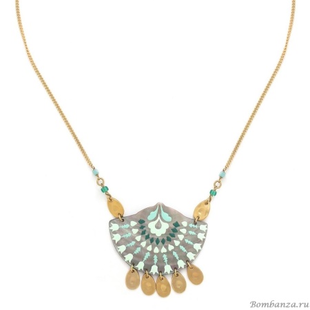 Колье Franck Herval, Talulah, аквамарин, амазонит,перламутр, эмаль, FH24.2-15-64012 золотистый