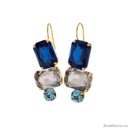 Серьги Catherine Bijoux, Crystal diva, с кристаллами, CB25.1-5282FG синий