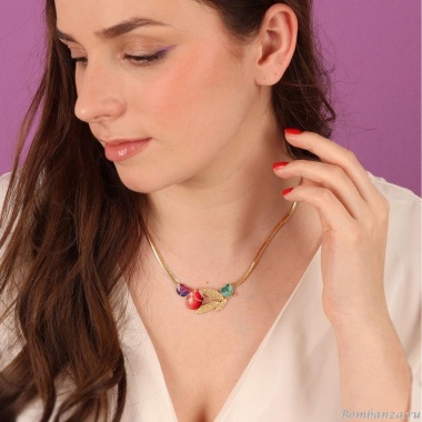 Колье TARATATA, Crocus, с цветной смолой и микрошариками, TT-H24-02109-20M золотистый Колье TARATATA, Crocus, с цветной смолой и микрошариками, TT-H24-02109-20M золотистый