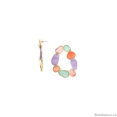 Серьги Franck Herval, Aurore, с ракушками Capiz в смоле, FH24.2-12-69170 золотистый