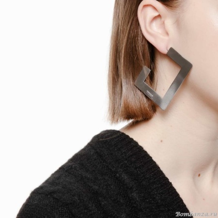 Серьги Katerina Vassou, Yazmin, незавершенный квадрат, KV23.2-308387 серебристый