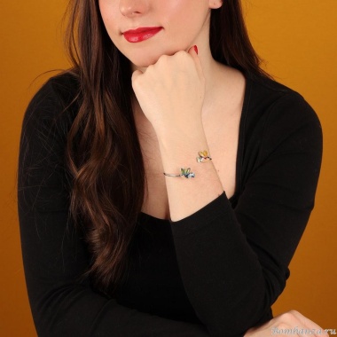 Браслет TARATATA, Dans les nuages, кафф, с цветной смолой, TT-H24-03303-10M серебристый Браслет TARATATA, Dans les nuages, кафф, с цветной смолой, TT-H24-03303-10M серебристый