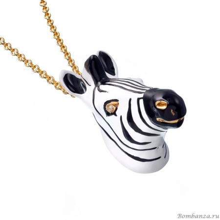 Колье Polina Firenze, зебра с кристаллами и эмалью, PF25.2-PE4283 белый