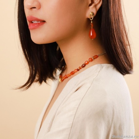 Серьги Nature Bijoux, Agate, с огненным агатом, NB23.1-12-78362 коричневый Серьги Nature Bijoux, Agate, с огненным агатом, NB23.1-12-78362 коричневый