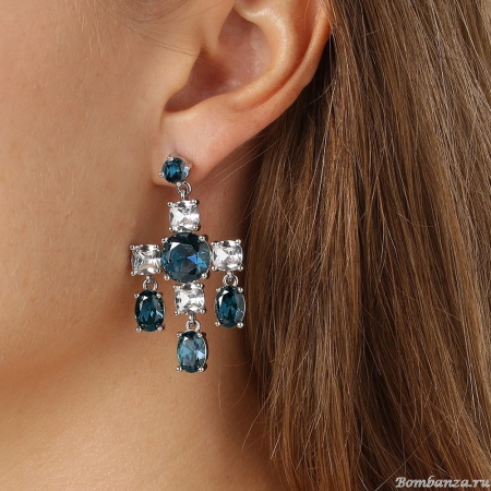 Серьги Dyrberg Kern, LEONORA SS ROYAL BLUE / CRYSTAL, 430124