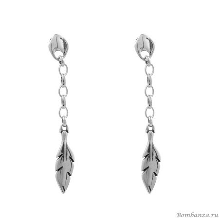 Серьги Ciclon, Libertad, металл, с подвеской в форме пера, CN-232611 серебристый
