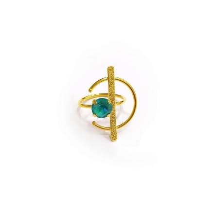 Кольцо Catherine Bijoux, Half moon, разъемное, с кристаллом, CB25.1-5356DG мятный