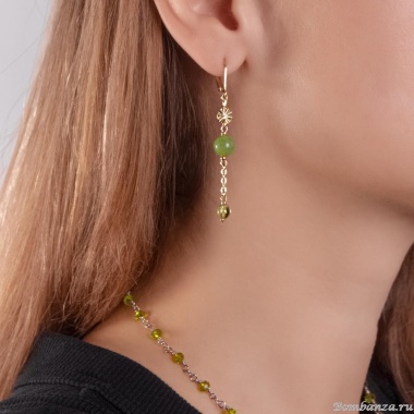 Серьги Lanzerotti, Verde, с пренитом, LZ-24.12-549 зеленый Серьги Lanzerotti, Verde, с пренитом, LZ-24.12-549 зеленый