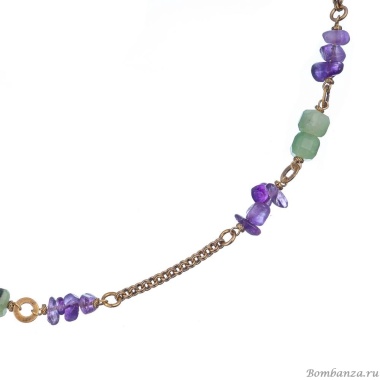 Колье Alcozer&J, с аметистом и хризопразом, AL-C38AD24-R фиолетовый