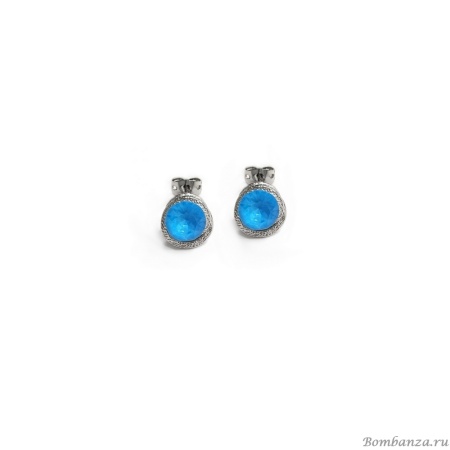 Пуссеты Catherine Bijoux, Half moon, с кристаллом, CB25.1-5355FS голубой