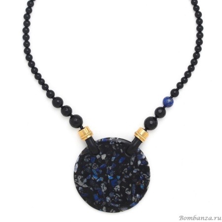 Колье Nature Bijoux, Venezia, агат, яшма, кожа, лазурит, NB24.2-15-43212 синий