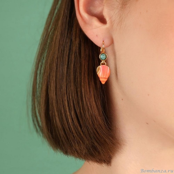 Серьги TARATATA, Archipel, с цветной смолой и тонированным кварцем, TT-E24-03719-200 оранжевый