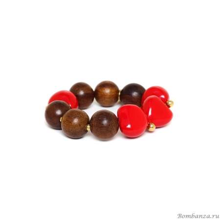 Браслет Nature Bijoux, Lumbang, стрейч, с роблес и лумбанг, NB23.2-13-43201 красный
