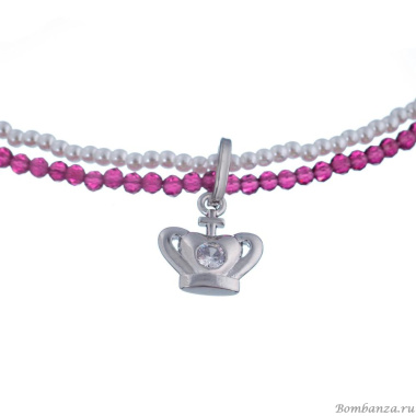Колье Lanzerotti, Glicine, двойное, жемчуг, кристаллы, корона, LZ-24.04-193 розовый