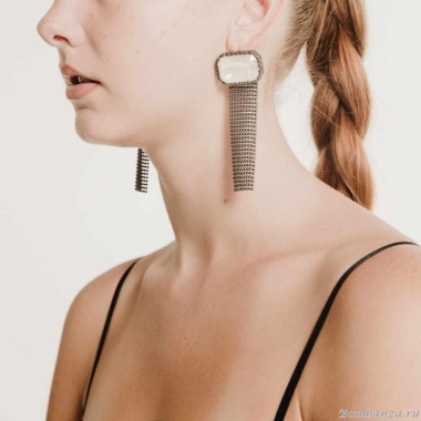 Серьги Katerina Vassou, Agram, с кристаллом, KV24.2-401502BLINEN белый Серьги Katerina Vassou, Agram, с кристаллом, KV24.2-401502BLINEN белый
