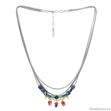 Колье TARATATA, Papong, со стеклянными бусинам и тигровым глазом, TT-E24-11119-10M серебристый