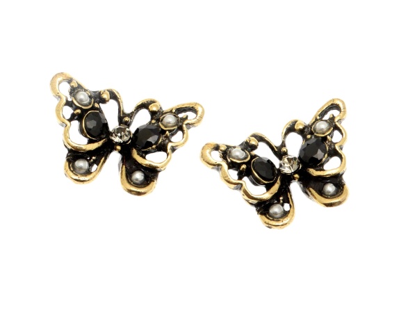 Серьги Alcozer&J, бабочки с жемчугом и сапфиром, AL2406-OP3500C золотистый