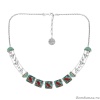 Колье Taratata, Zigzag, серебристое, с бусинами и цветной  вставкой, TT-E20-21148-104 Колье Taratata, Zigzag, серебристое, с бусинами и цветной  вставкой, TT-E20-21148-104