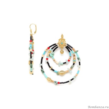 Серьги Franck Herval, Margaux, агат, аквамарин, кокос, говлит, бирюза, FH23.2-12-68256 бирюзовый