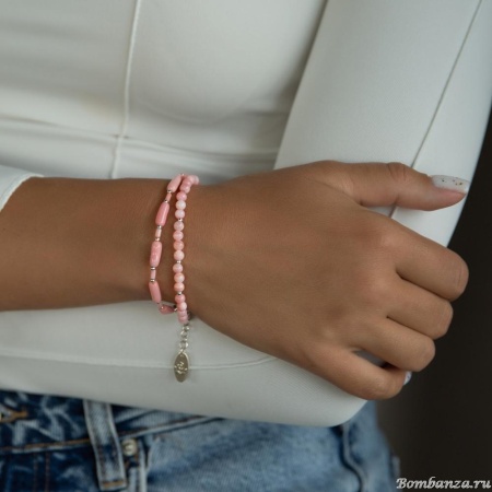 Браслет Lanzerotti, Anne with an E, двойной, с кораллом и перламутром, LZ-25.08-237 розовый