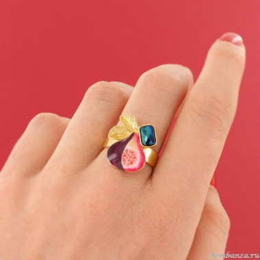 Кольцо TARATATA, Grenat, разъемное, смола, стеклянные бусины, TT-W24-04423-20M золотистый