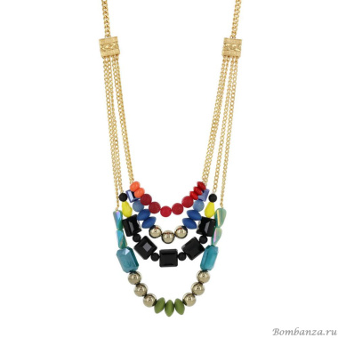 Колье TARATATA, Glam Rock, со стеклянными бусинами и силиконовыми, TT-H23-08109-20M золотистый