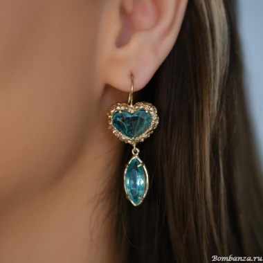 Серьги Estrosia, с кристаллами параиба, ES-OREQ11-2A бирюзовый