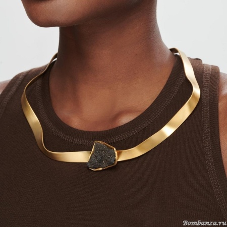 Колье Katerina Vassou, Chantal, гривна, с друзой агата, KV23.2-275651G черный