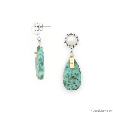 Серьги Nature Bijoux, Mara, с бирюзой и жемчугом, NB24.2-12-79765 зеленый Серьги Nature Bijoux, Mara, с бирюзой и жемчугом, NB24.2-12-79765 зеленый