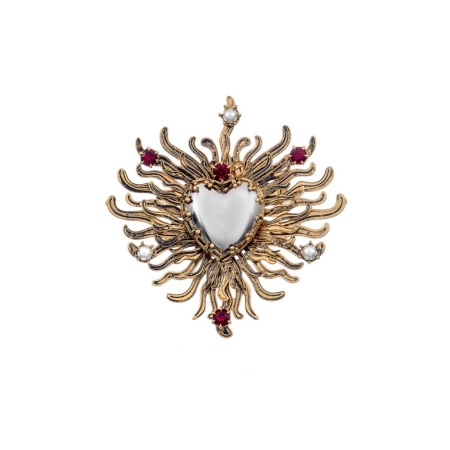 Брошь Celeste G, с кристаллами Swarovski и жемчугом, CS25.1-2005 серебристый
