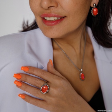 Кольцо Qudo, TIVOLA UNICA big (S/P) Crystal orange ignite 60, 688423 Кольцо Qudo, TIVOLA UNICA big (S/P) Crystal orange ignite 60, 688423