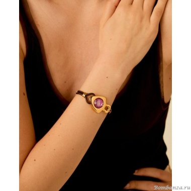 Браслет VIDDA, Fire, кожаный, с кристаллом Swarovski, VD25.2-02343 фуксия