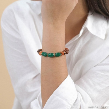 Браслет Nature Bijoux, Euphoria, авантюрин,рудракша,сердолик,семя пальмы, NB24.1-13-43340 коричневый