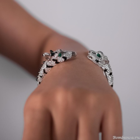 Браслет Moon Paris, кафф, анималистический дизайн, Mo-Y25.06-029.65 серебристый