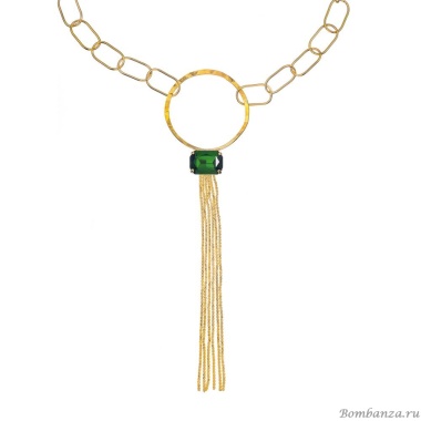 Колье Catherine Bijoux, Crystal diva, с кристаллом и цепями, CB25.1-5280AG зеленый