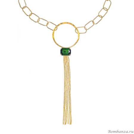 Колье Catherine Bijoux, Crystal diva, с кристаллом и цепями, CB25.1-5280AG зеленый