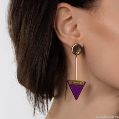Серьги Nuance, асимметрия, с подвесками-треугольниками, NFN-24.01-006 фиолетовый